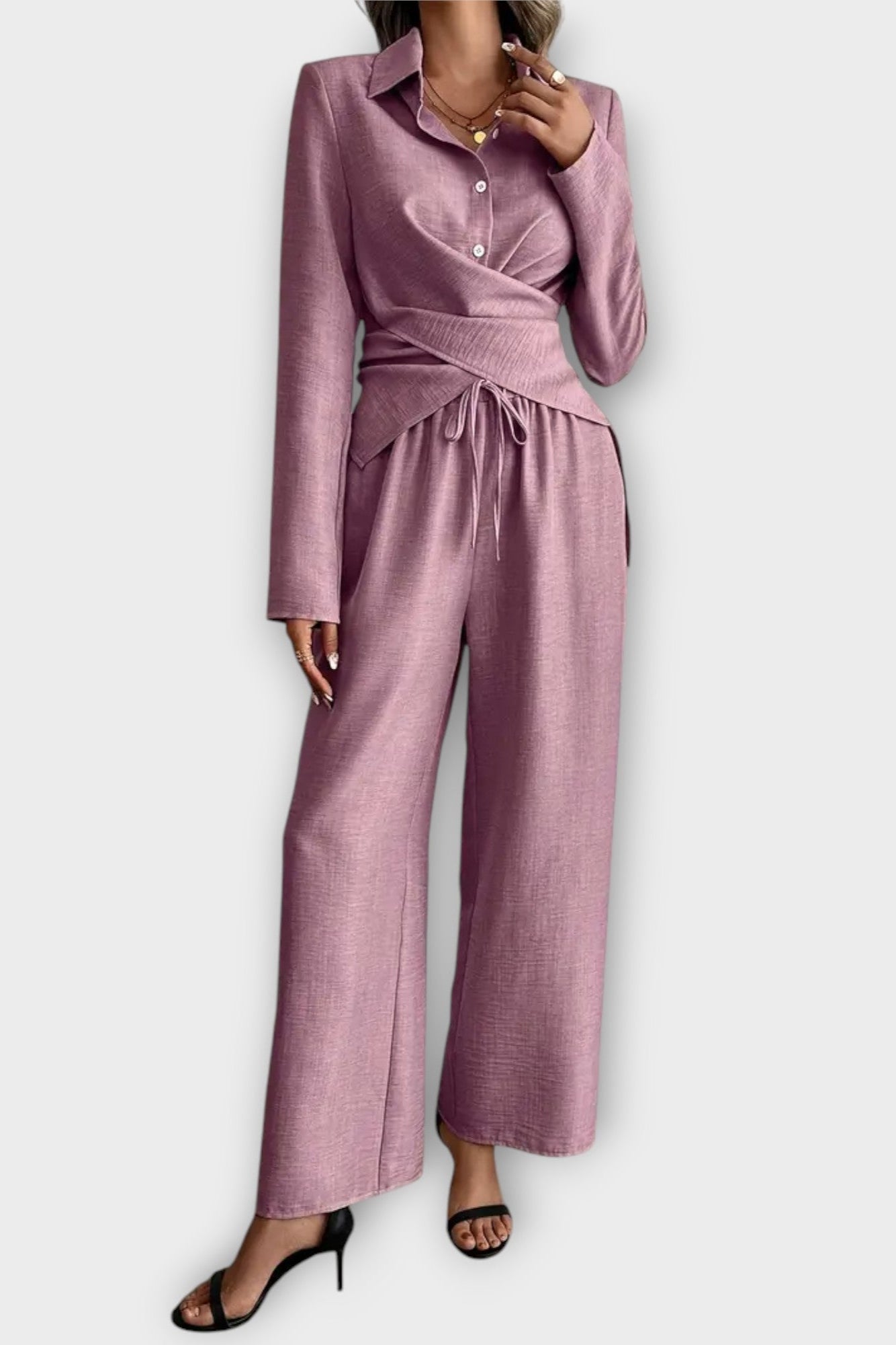 Sighild – Wickeloberteil & weite Hose Set von Amora Bern, Ansicht 4