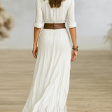 Aurora™ | Maxikleid aus Leinen mit umgeschlagenem Kragen