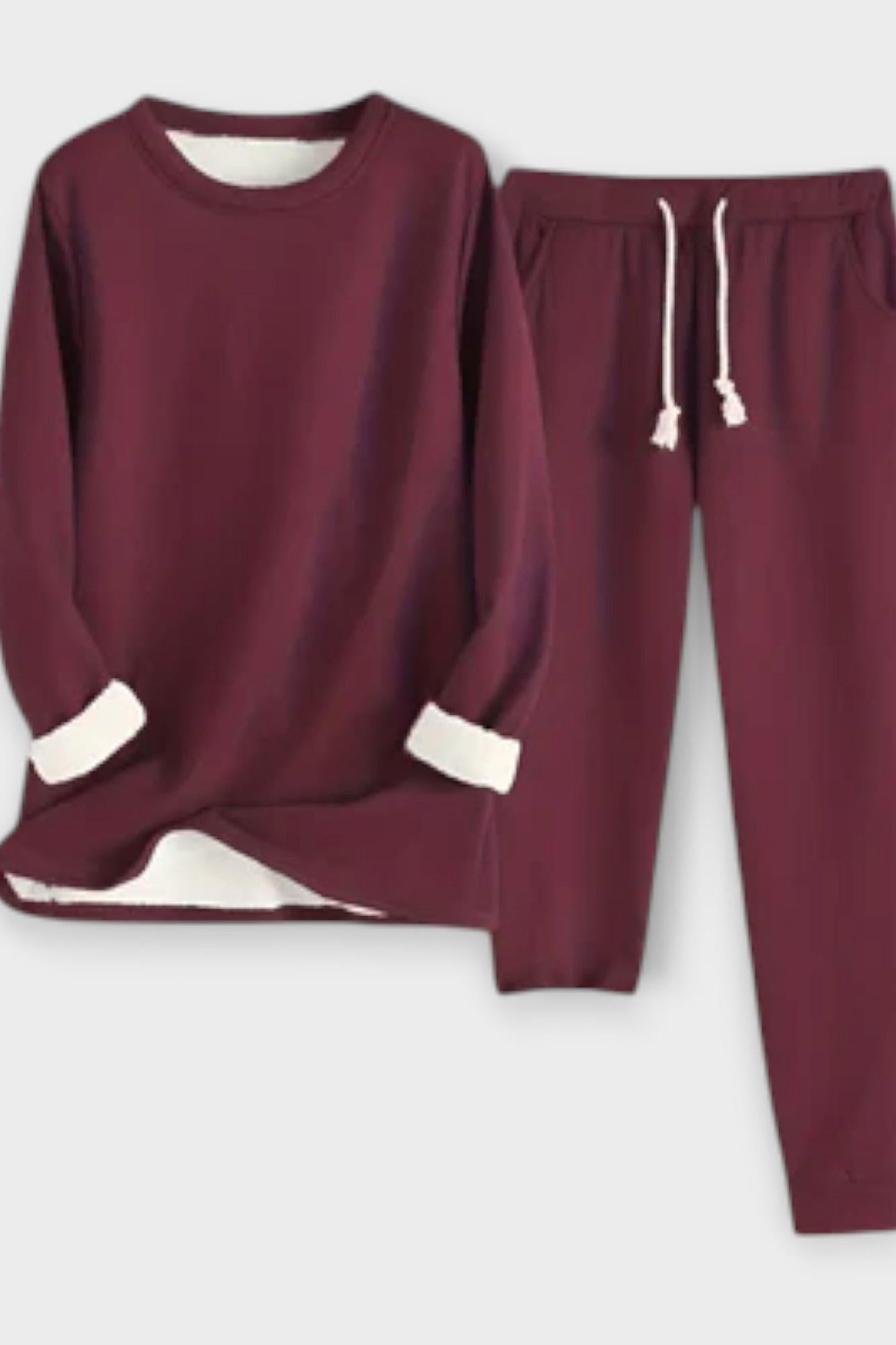 Hiltraud – Langarm-Oberteil mit Kontrastbesatz & Hose Set von Amora Bern, Ansicht 10