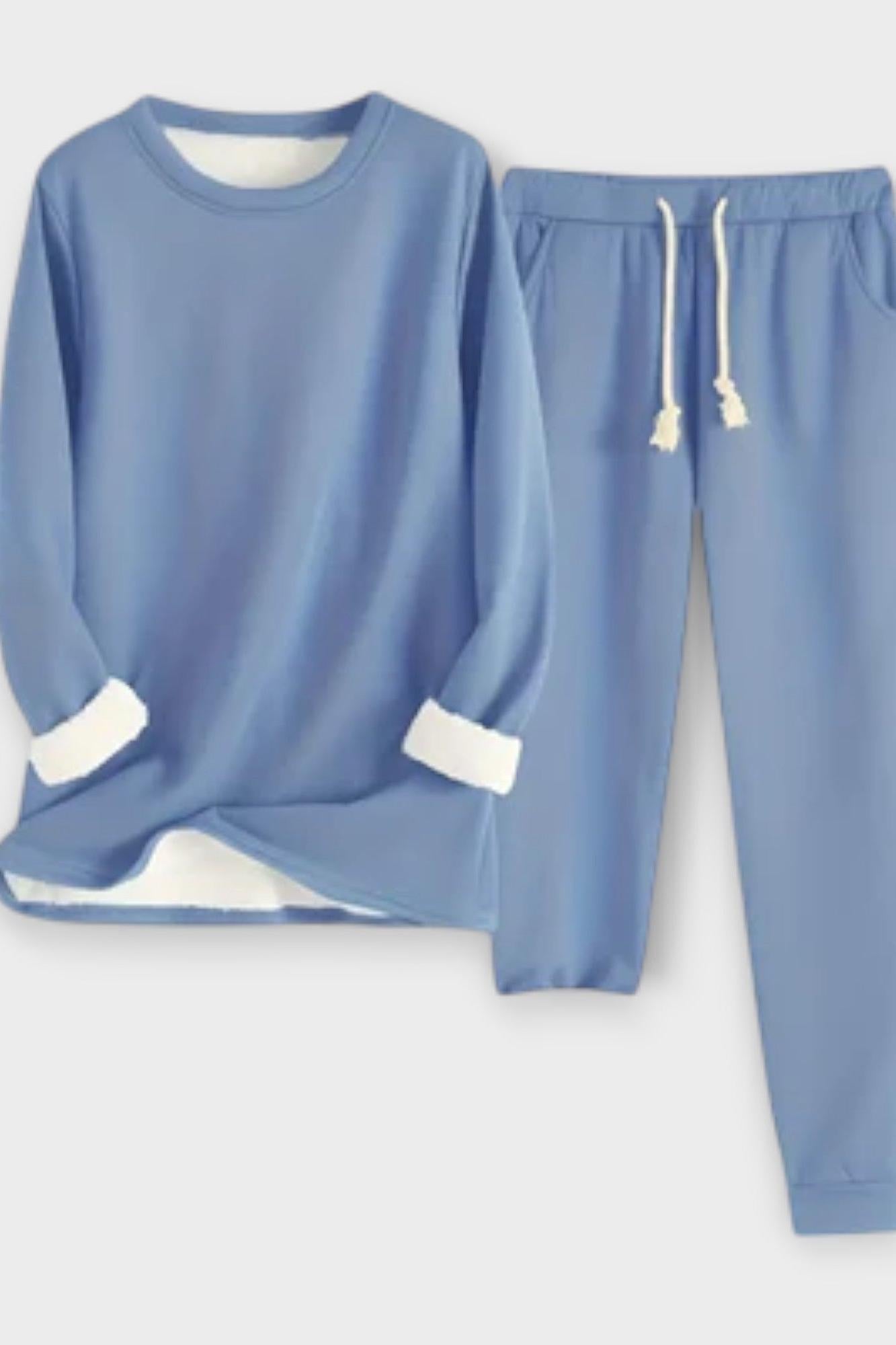 Hiltraud – Langarm-Oberteil mit Kontrastbesatz & Hose Set von Amora Bern, Ansicht 2