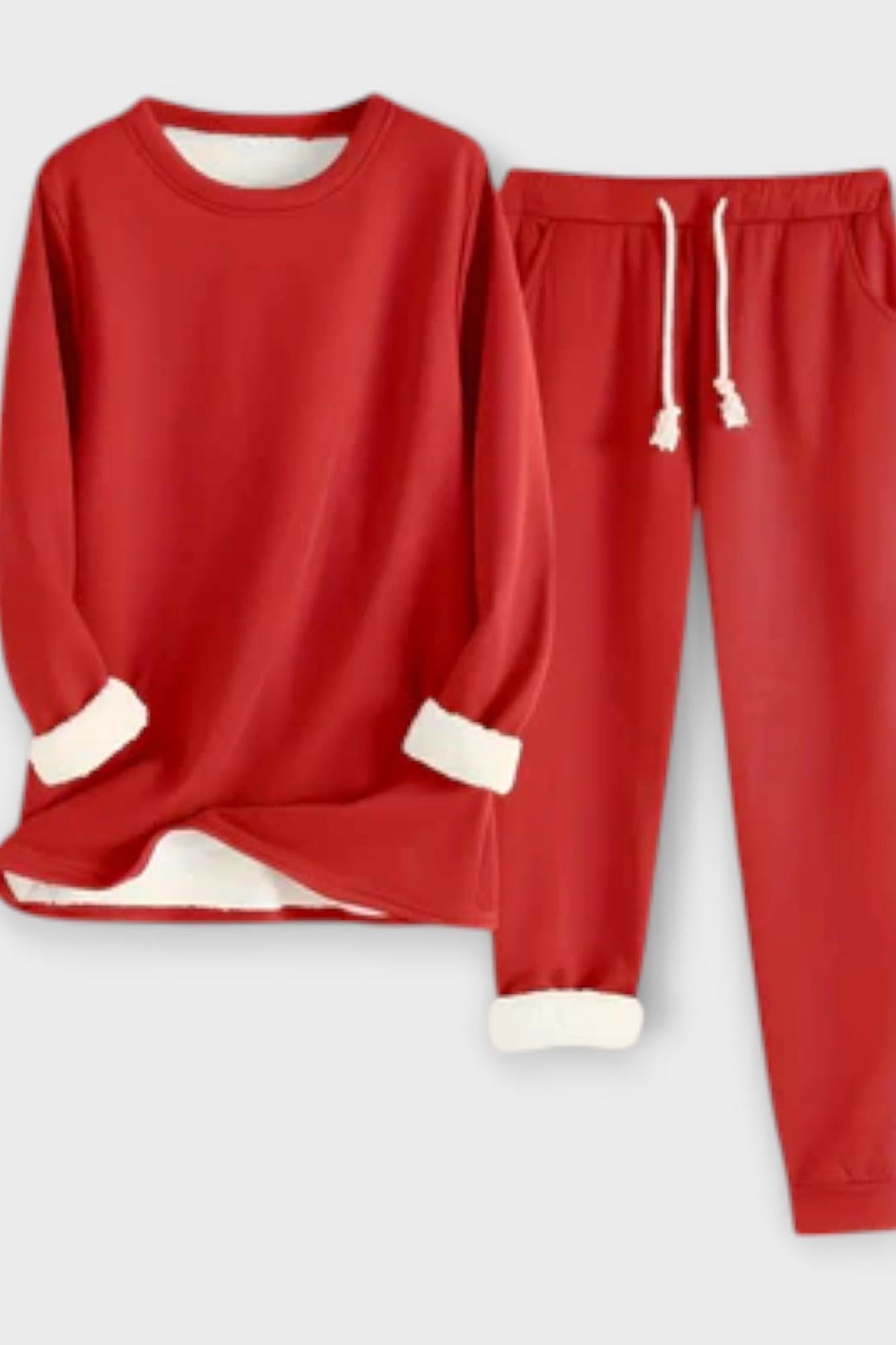 Hiltraud – Langarm-Oberteil mit Kontrastbesatz & Hose Set von Amora Bern, Ansicht 4