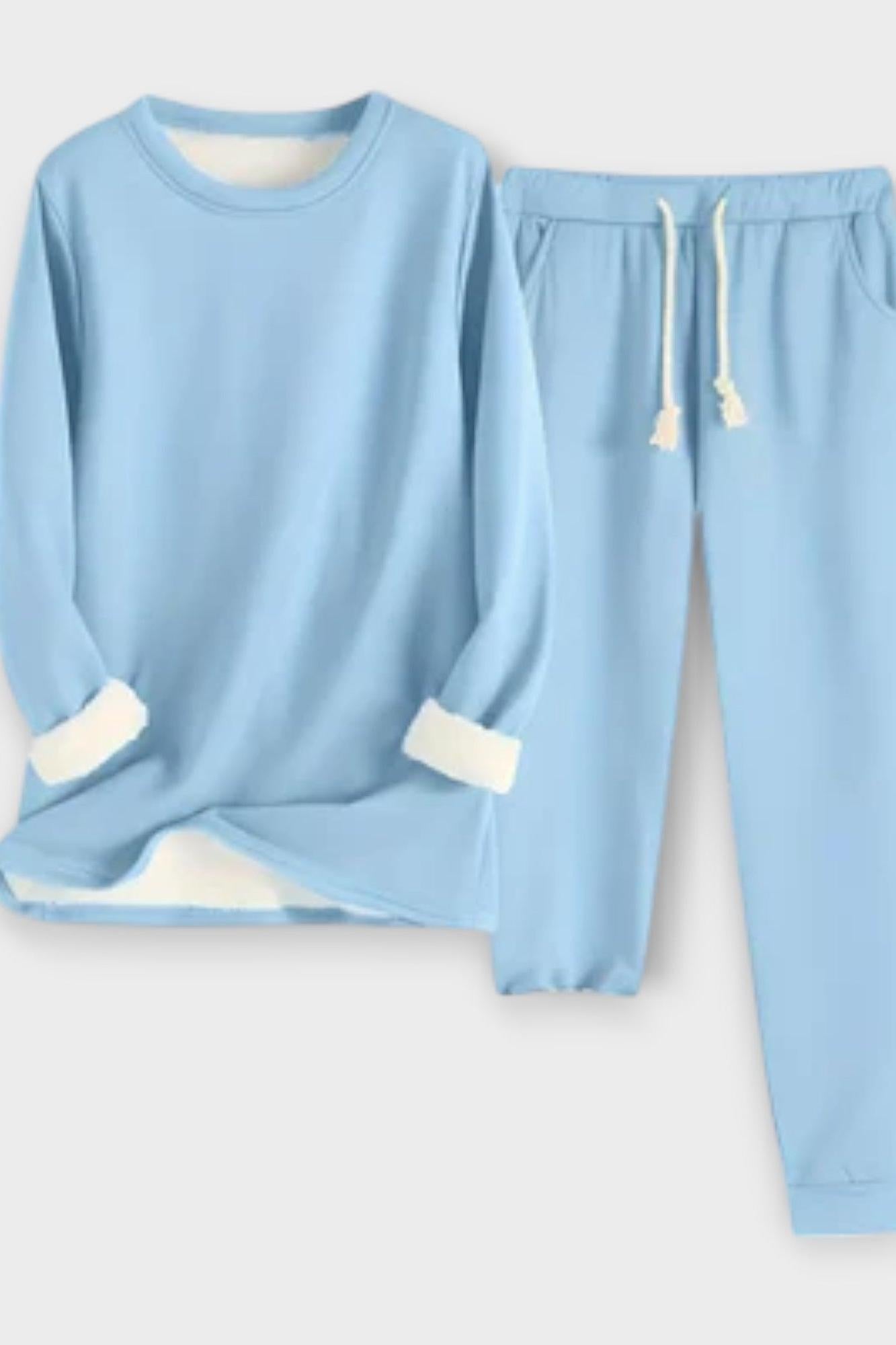 Hiltraud – Langarm-Oberteil mit Kontrastbesatz & Hose Set von Amora Bern, Ansicht 5
