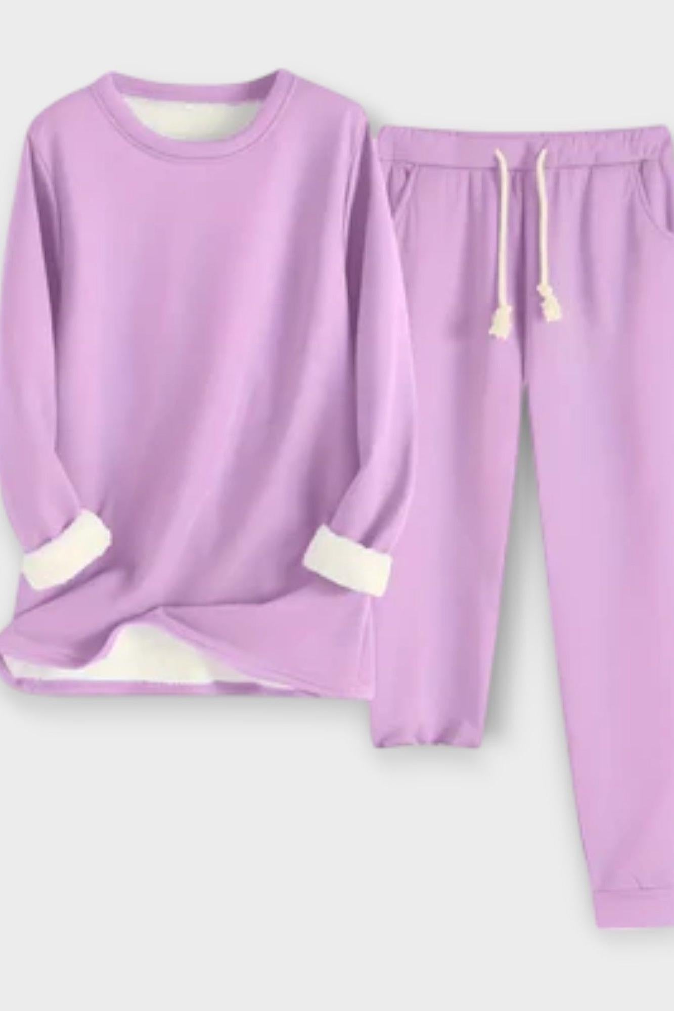 Hiltraud – Langarm-Oberteil mit Kontrastbesatz & Hose Set von Amora Bern, Ansicht 8