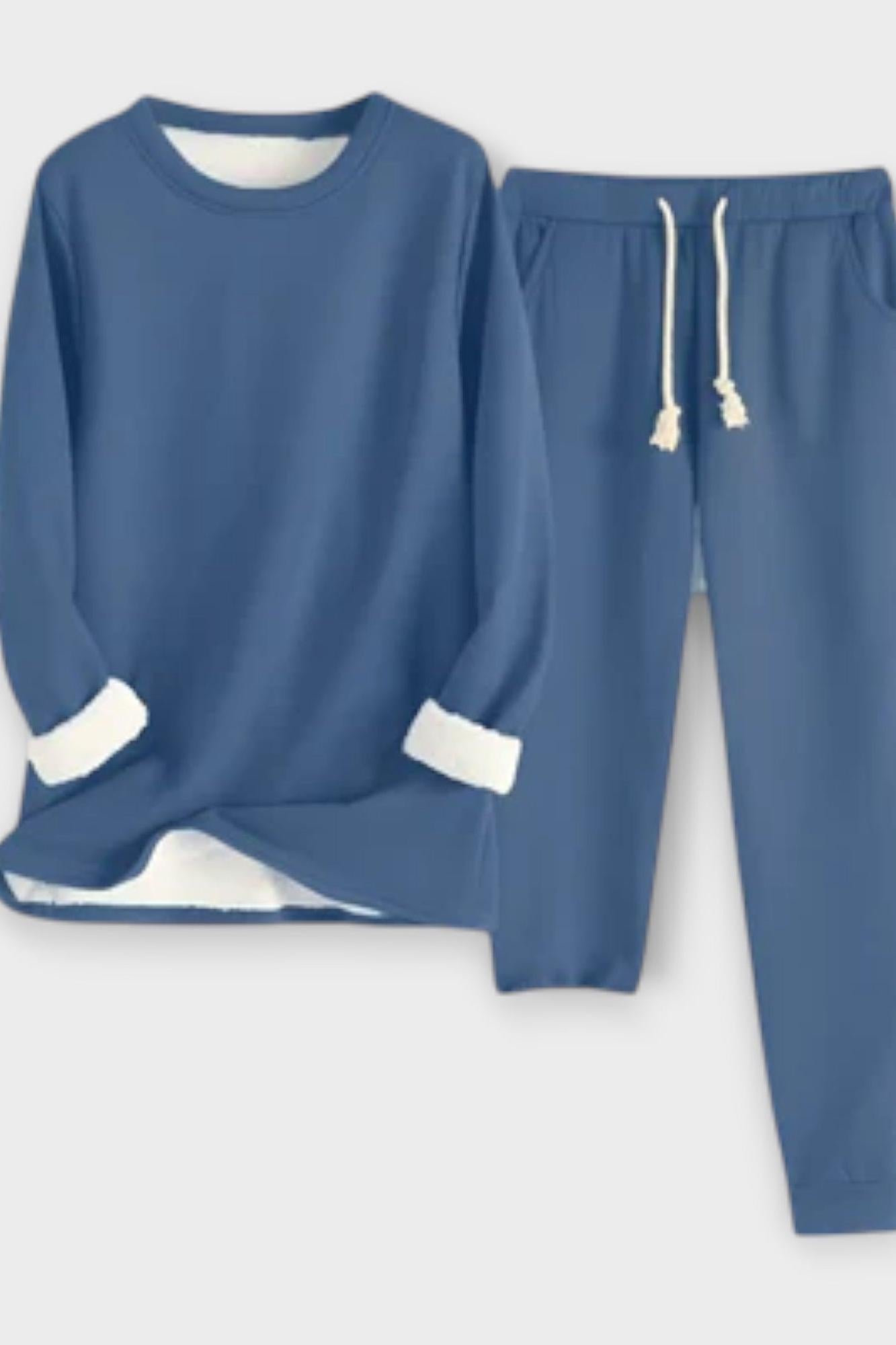 Hiltraud – Langarm-Oberteil mit Kontrastbesatz & Hose Set von Amora Bern, Ansicht 9