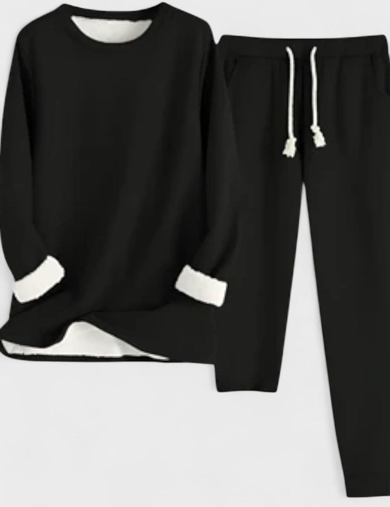 Hiltraud – Langarm-Oberteil mit Kontrastbesatz & Hose Set von Amora Bern