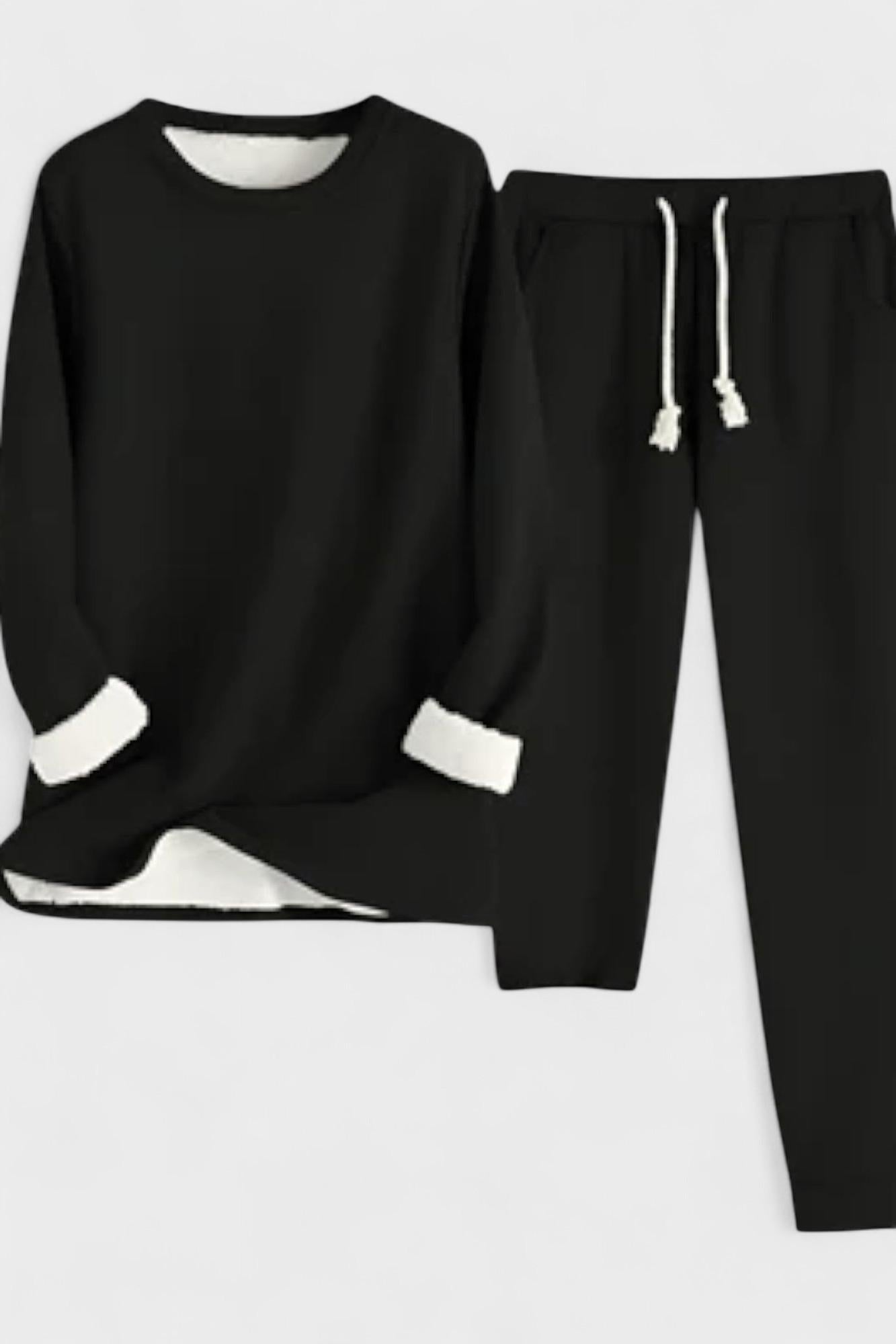 Hiltraud – Langarm-Oberteil mit Kontrastbesatz & Hose Set von Amora Bern