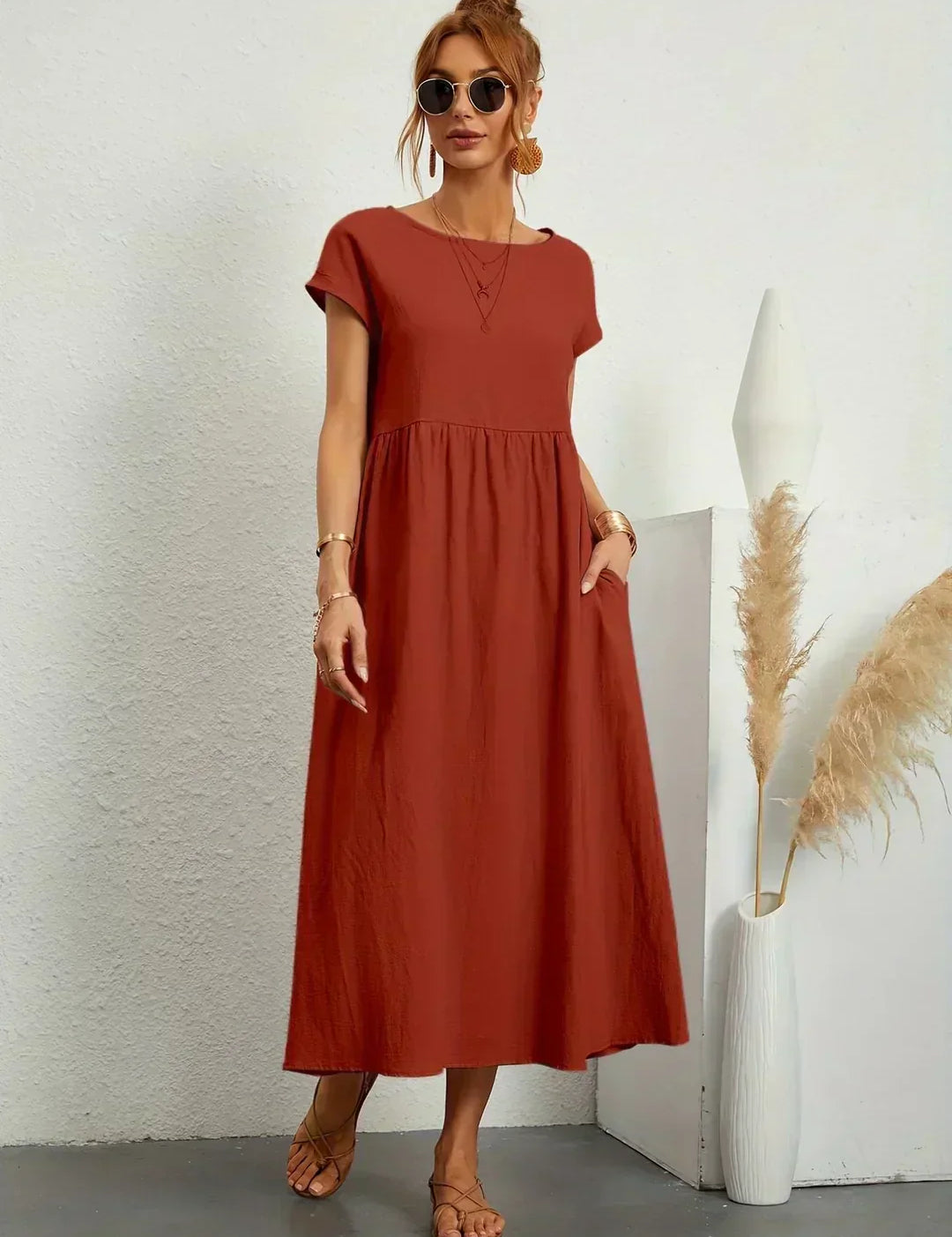 Ursina™ | Midikleid aus fliessendem Stoff
