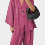 Volkhild – Lockeres Wickeloberteil & weite Hose Set von Amora Bern, Ansicht 12