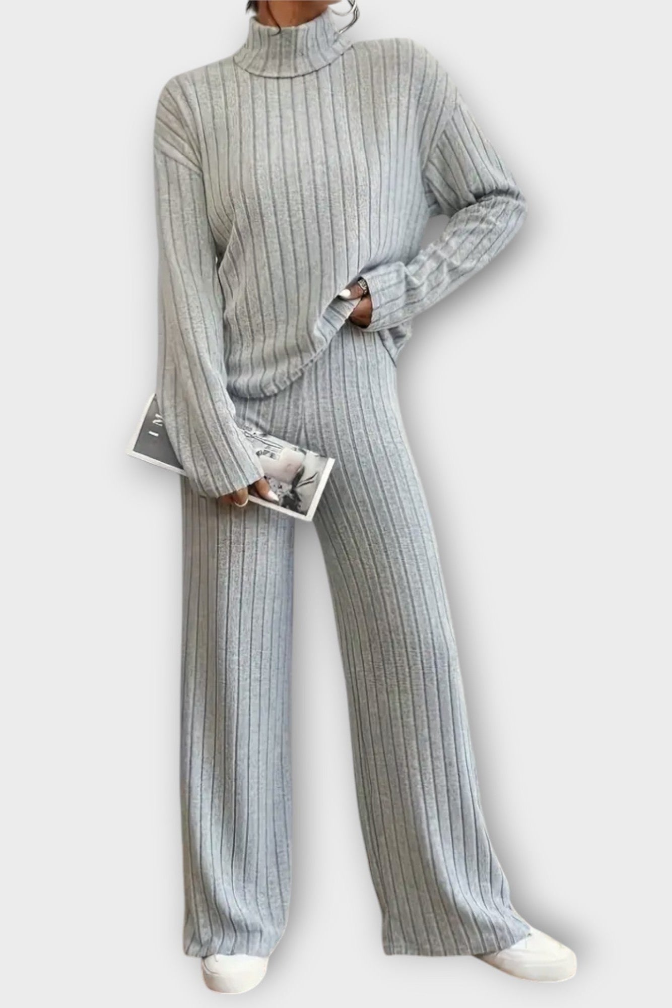 Rudhild – Gerippter Strickpullover & weite Hose Set von Amora Bern, Ansicht 2