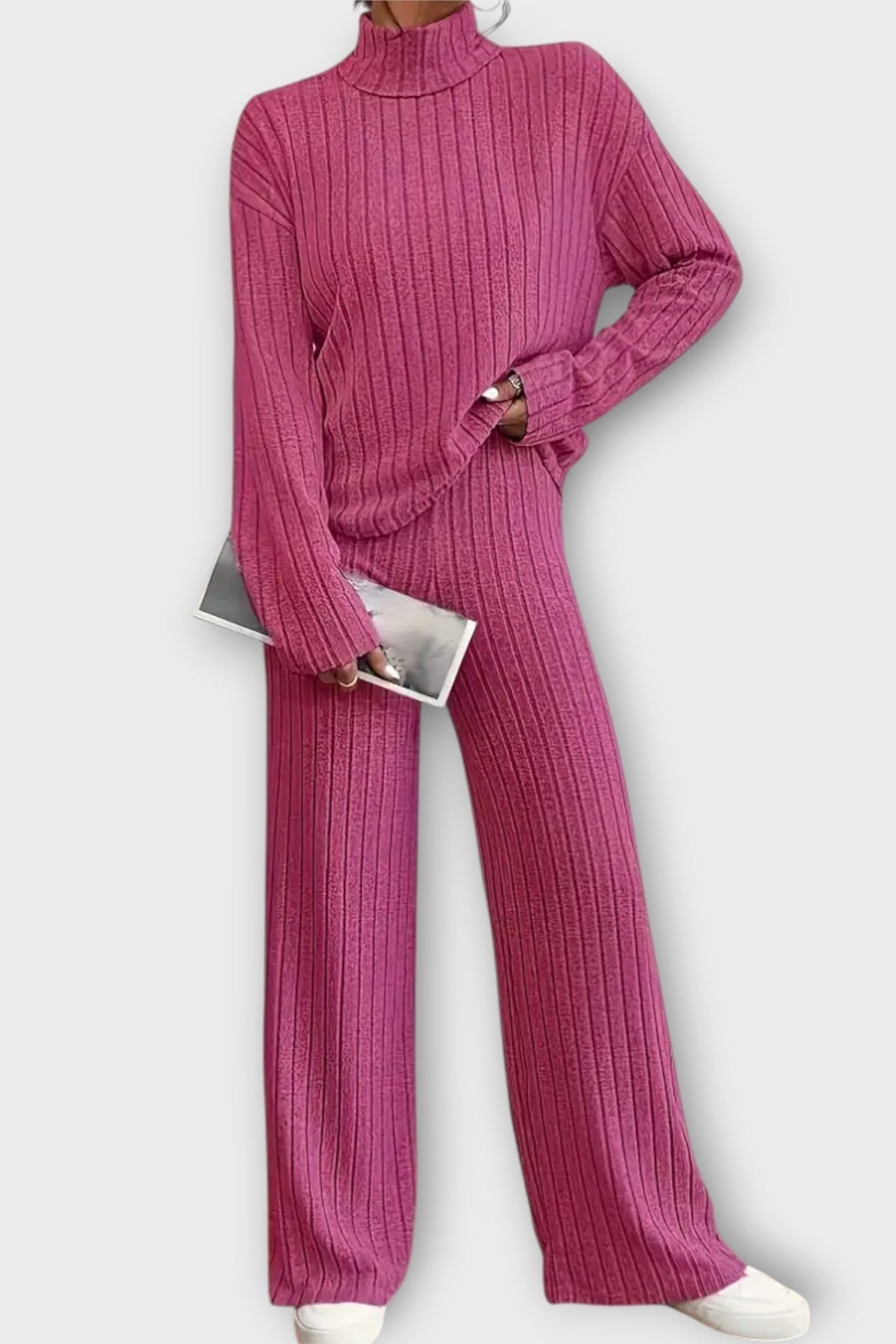 Rudhild – Gerippter Strickpullover & weite Hose Set von Amora Bern, Ansicht 3