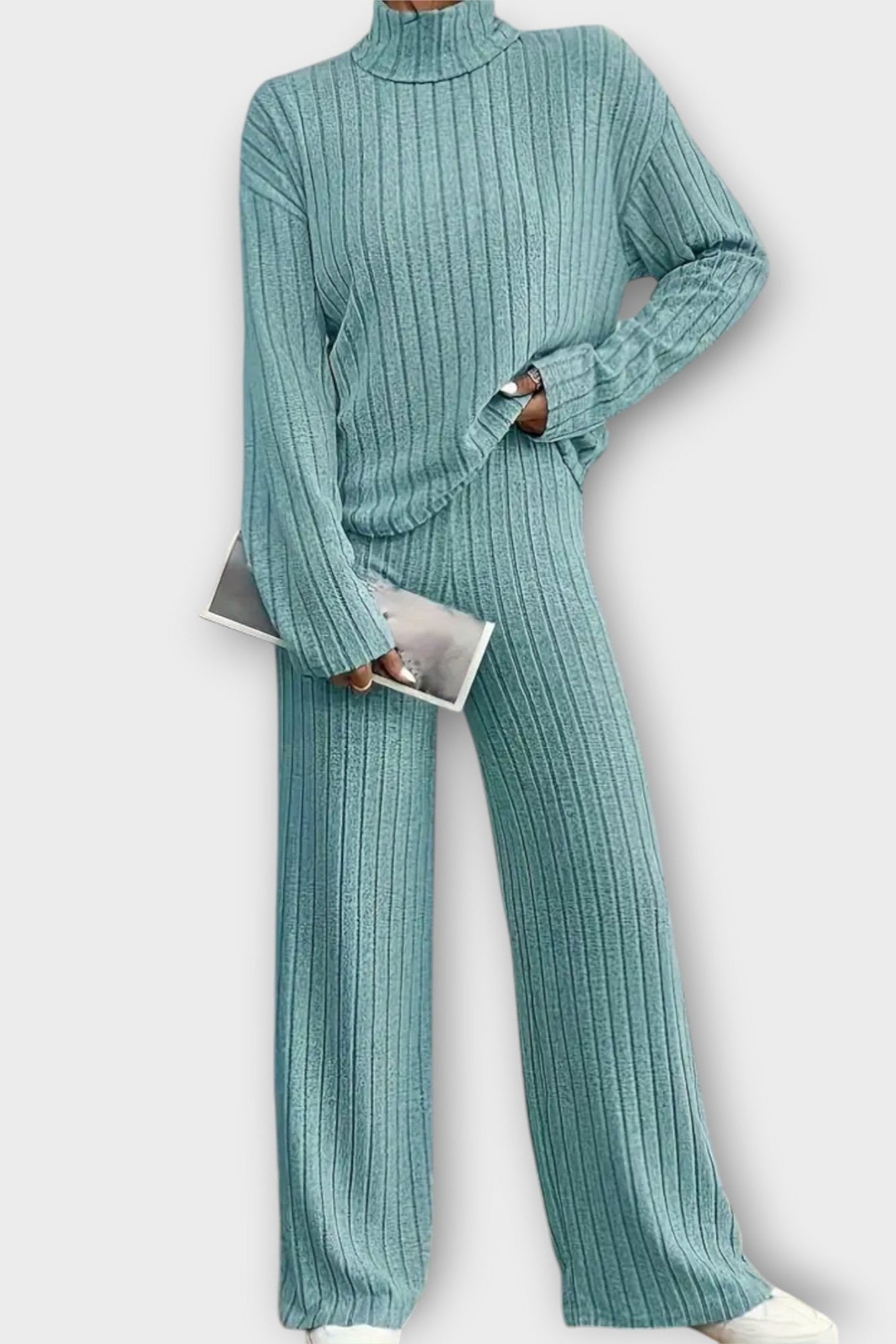 Rudhild – Gerippter Strickpullover & weite Hose Set von Amora Bern, Ansicht 4