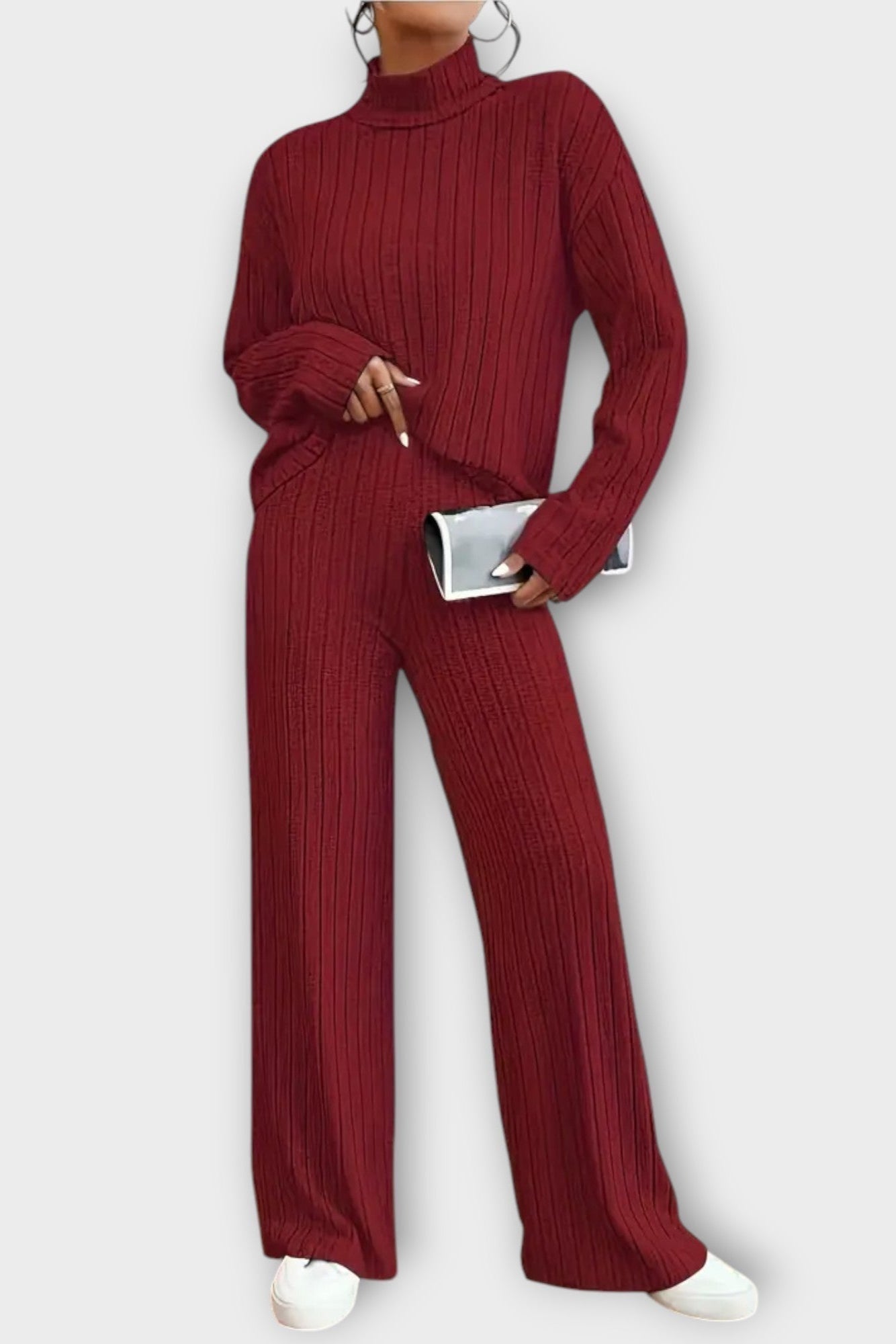Rudhild – Gerippter Strickpullover & weite Hose Set von Amora Bern, Ansicht 5
