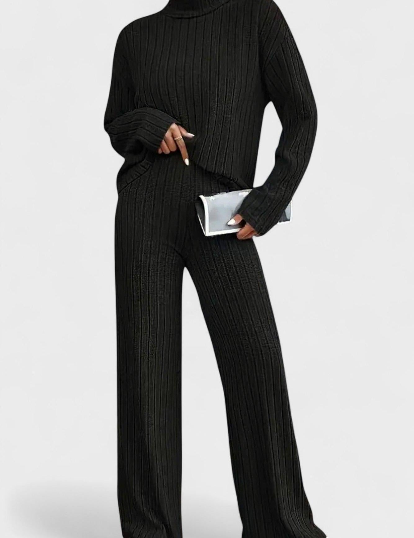 Rudhild – Gerippter Strickpullover & weite Hose Set von Amora Bern