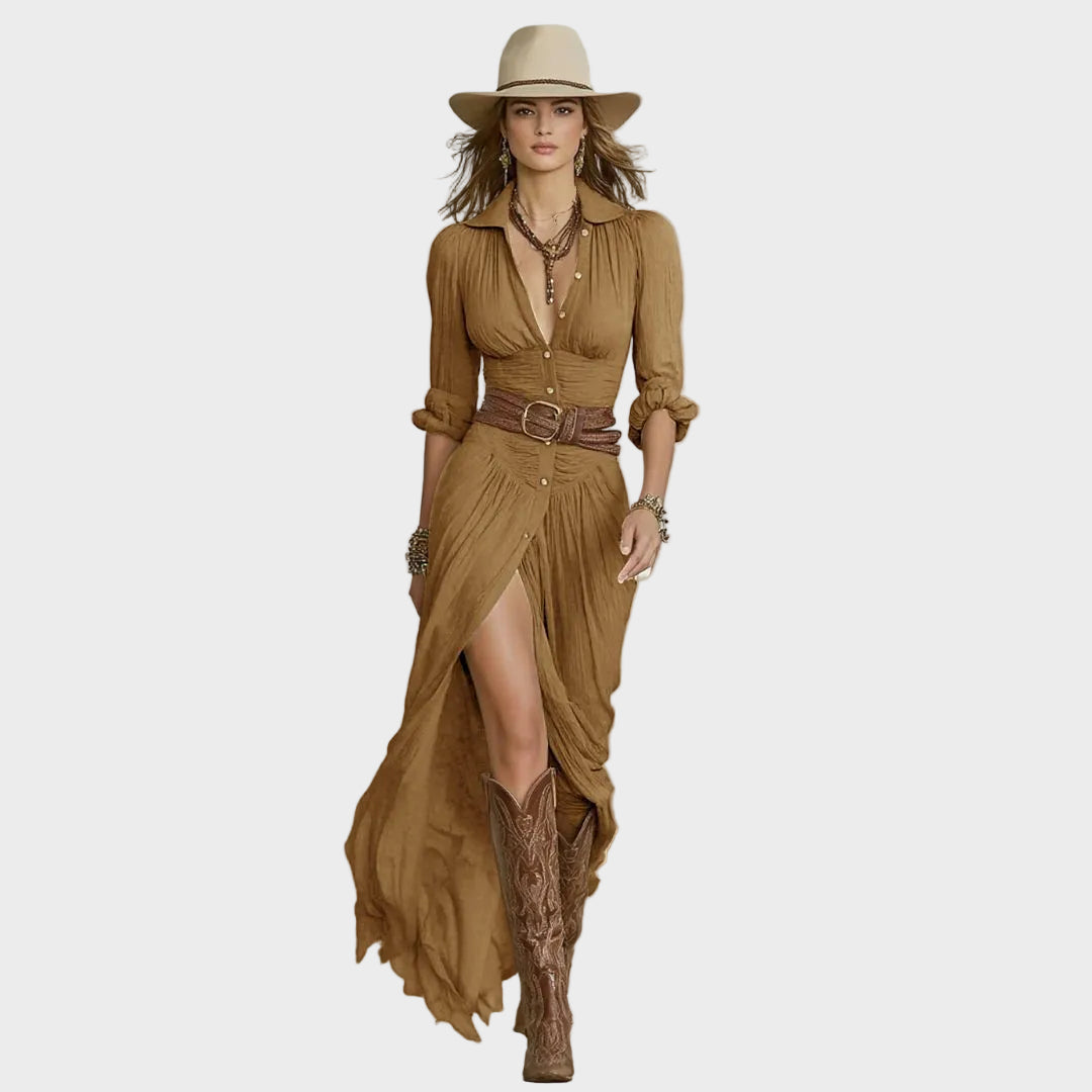 Cordula – Elegantes Maxikleid mit Schalkragen von Amora Bern, Ansicht 4