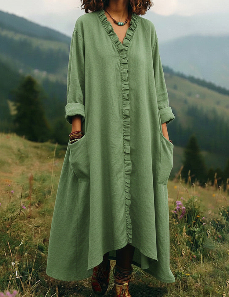 Alma – Langärmliges A-Linien-Kleid mit Volants