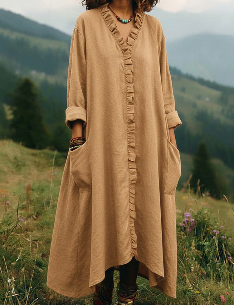 Alma – Langärmliges A-Linien-Kleid mit Volants