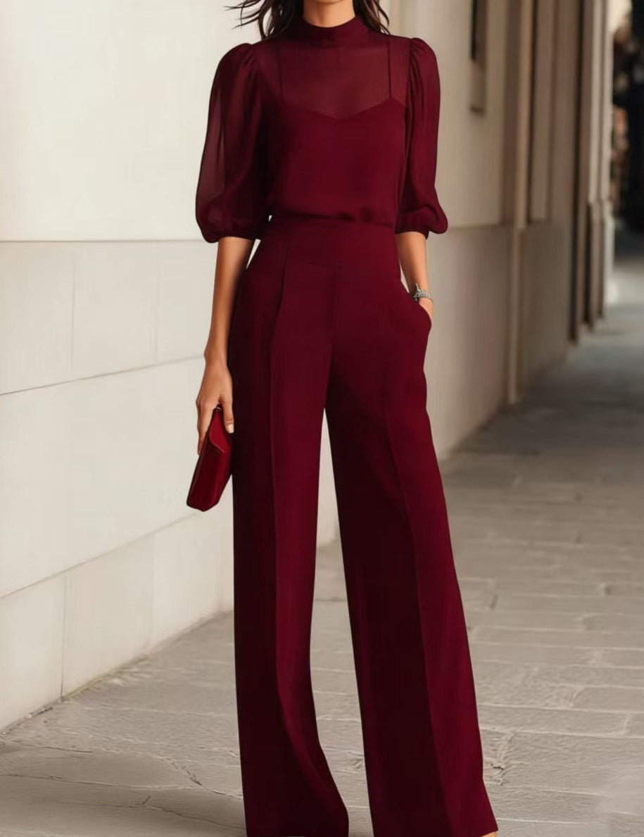 Elodie Dreiteiliges Set aus Oberteil und Hose mit weitem Bein, Seitenansicht