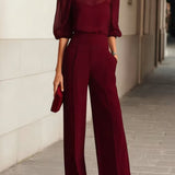 Elodie | Dreiteiliges Set aus Oberteil und Hose mit weitem Bein