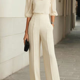 Elodie | Dreiteiliges Set aus Oberteil und Hose mit weitem Bein