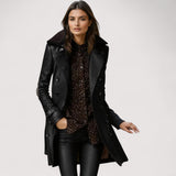 Valentina™ | Eleganter langer 3/4 Leder-Mantel