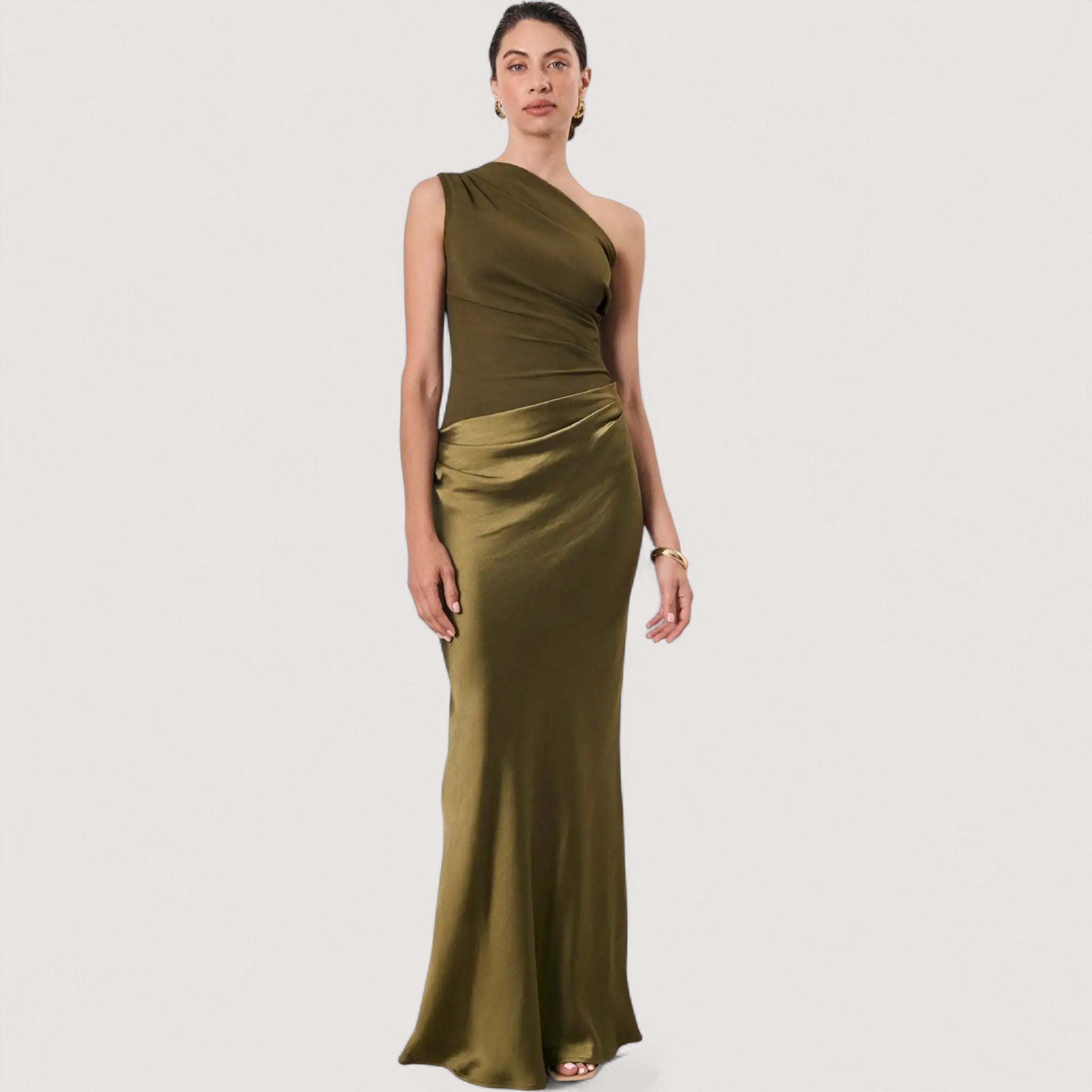 Tilda™ | Ein-Schulter-Satin-Maxikleid