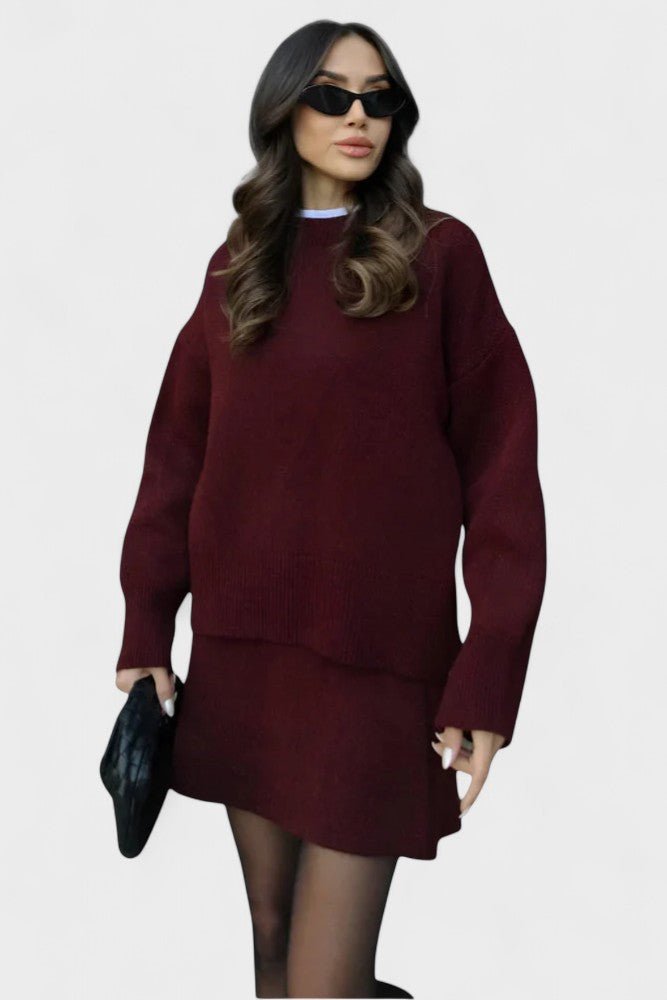 Agilinde – Longline-Strickpullover & Rock Set von Amora Bern