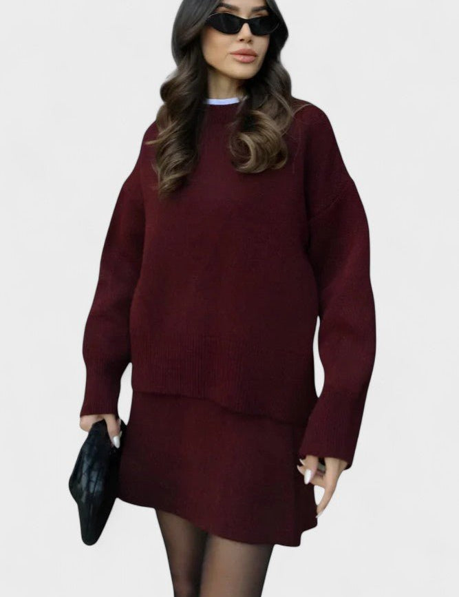 Agilinde – Longline-Strickpullover & Rock Set von Amora Bern