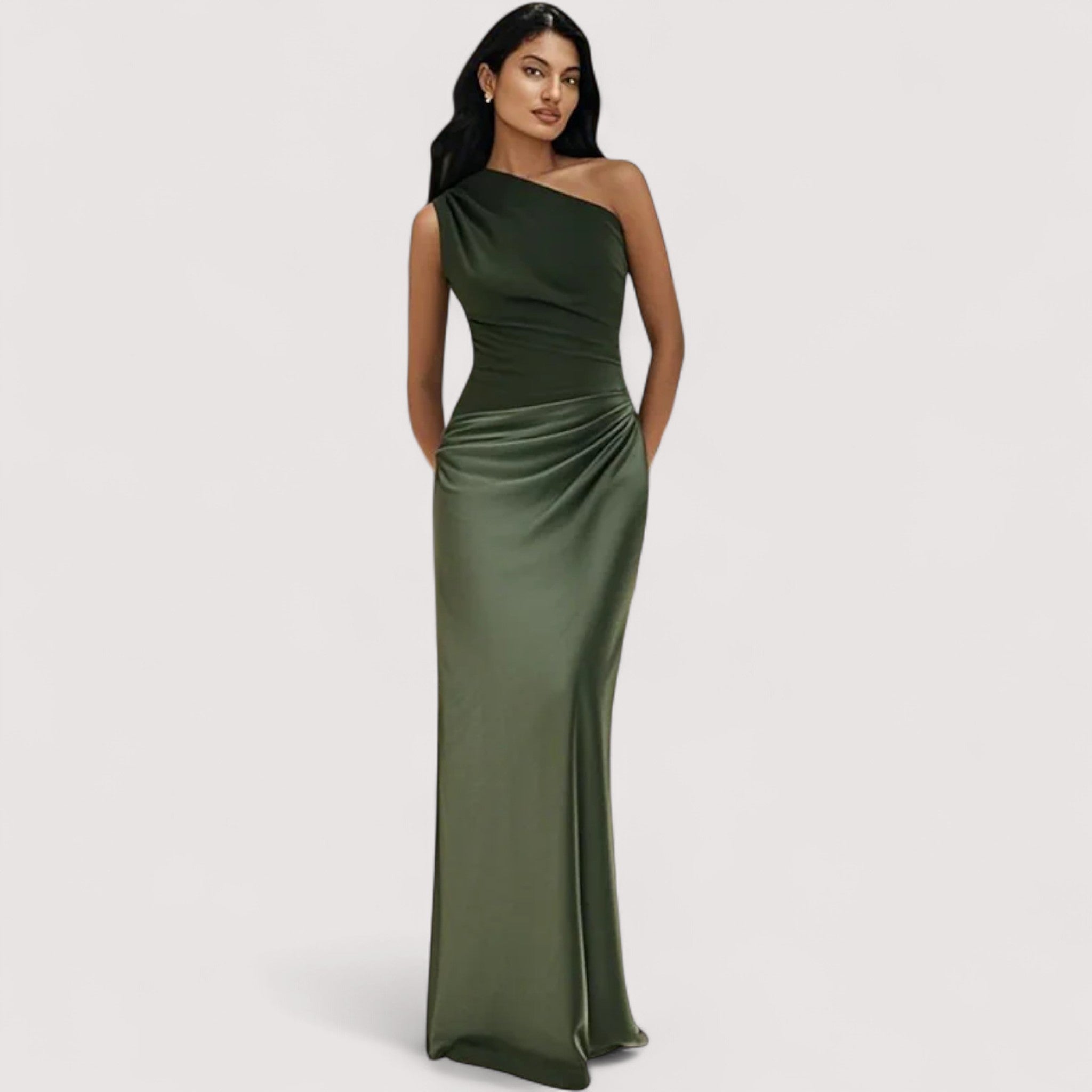 Tilda™ | Ein-Schulter-Satin-Maxikleid