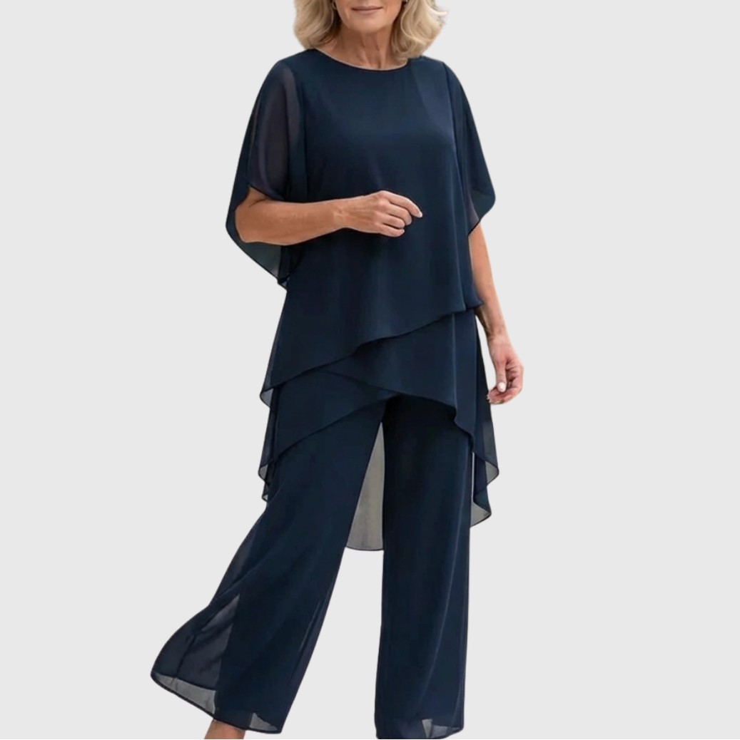 Linda Anzug mit drapierter Palazzo-Hose, Vorderansicht