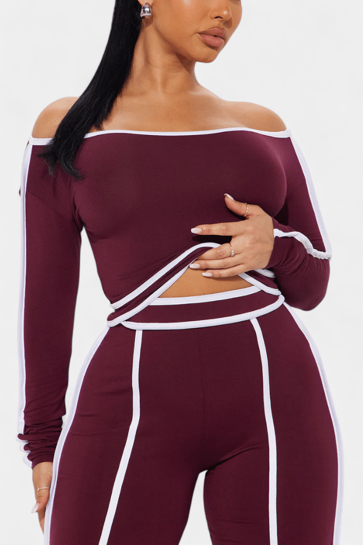 Frohmut – Oberteil mit Kontraststreifen & weite Hose Set von Amora Bern, Ansicht 2