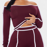 Frohmut – Oberteil mit Kontraststreifen & weite Hose Set von Amora Bern, Ansicht 2