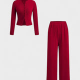 Berchtrud – Strickjacke & weite Hose Set von Amora Bern, Ansicht 5