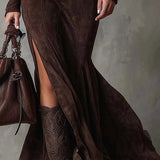 Mila™ | Maxikleid Braun mit Gürtel