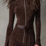 Mila™ | Maxikleid Braun mit Gürtel