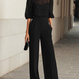 Elodie | Dreiteiliges Set aus Oberteil und Hose mit weitem Bein