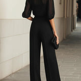 Elodie | Dreiteiliges Set aus Oberteil und Hose mit weitem Bein