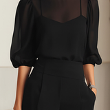 Elodie | Dreiteiliges Set aus Oberteil und Hose mit weitem Bein