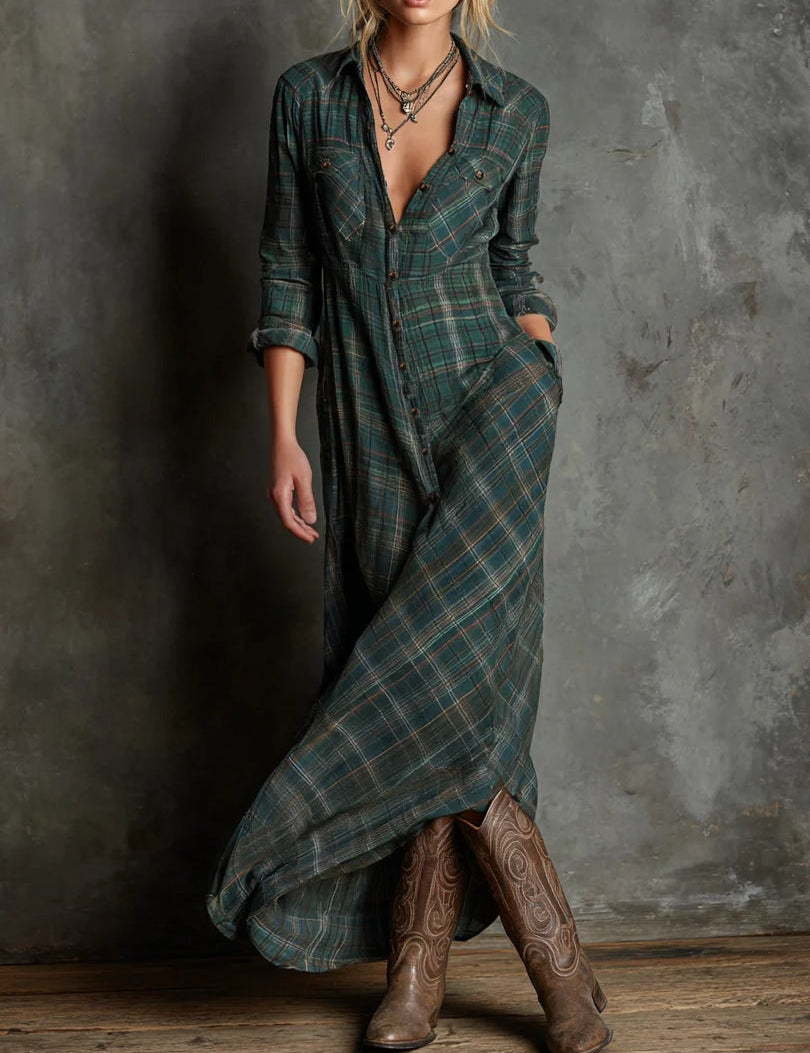 Valentina™ | Maxikleid im Karo-Look