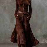 Elsa™ | Maxikleid aus Wildleder mit Gürtel