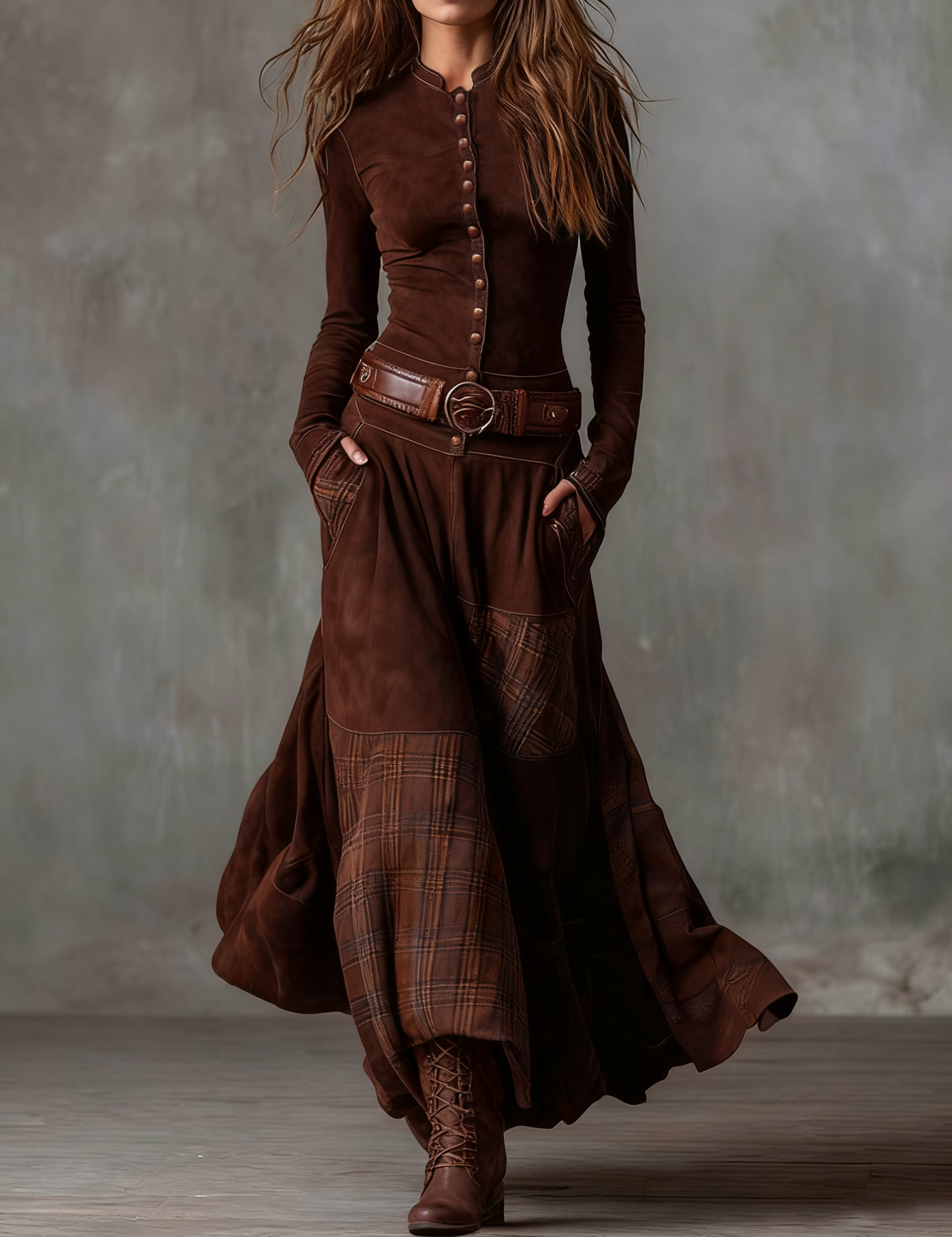 Elsa™ | Maxikleid aus Wildleder mit Gürtel