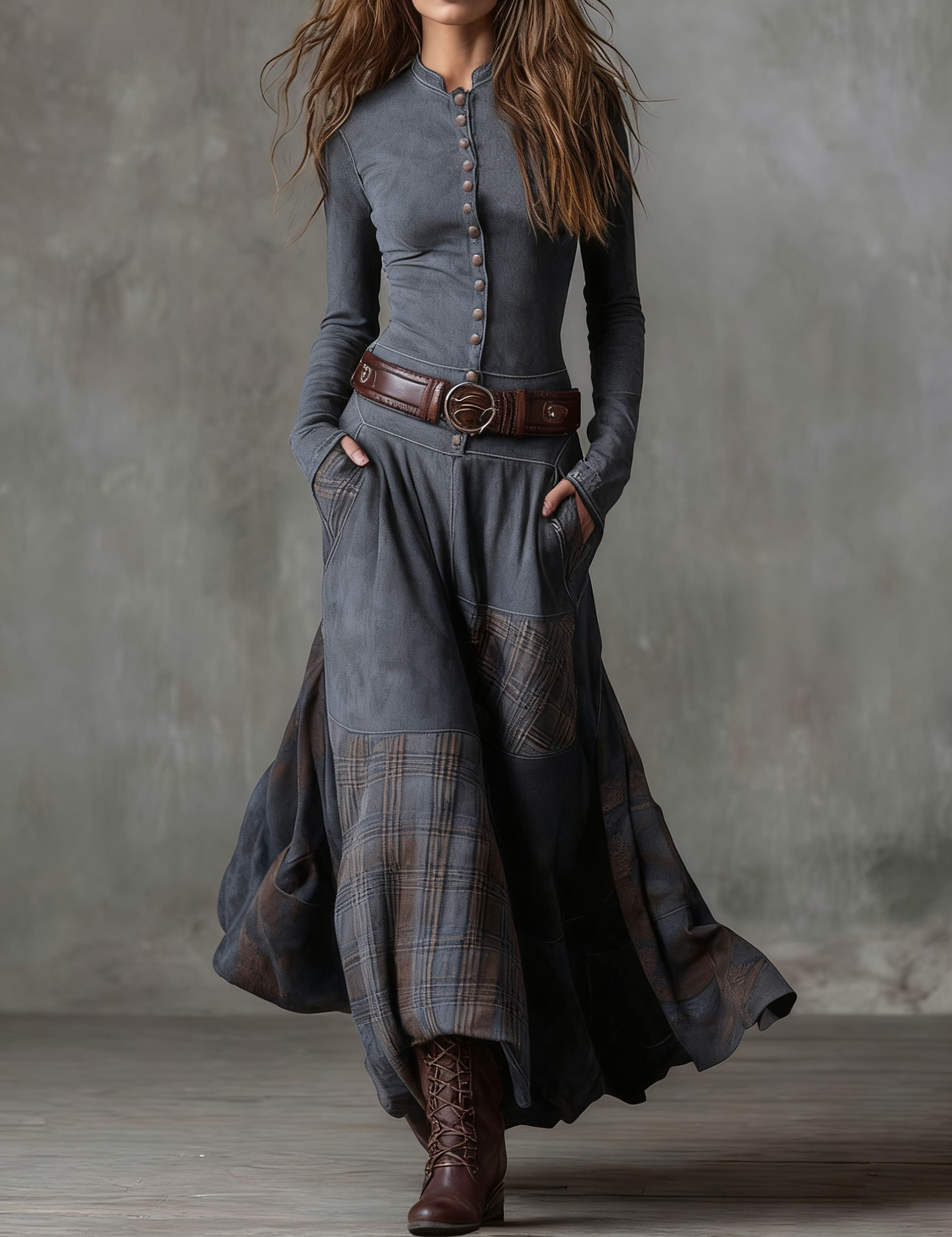 Elsa™ | Maxikleid aus Wildleder mit Gürtel