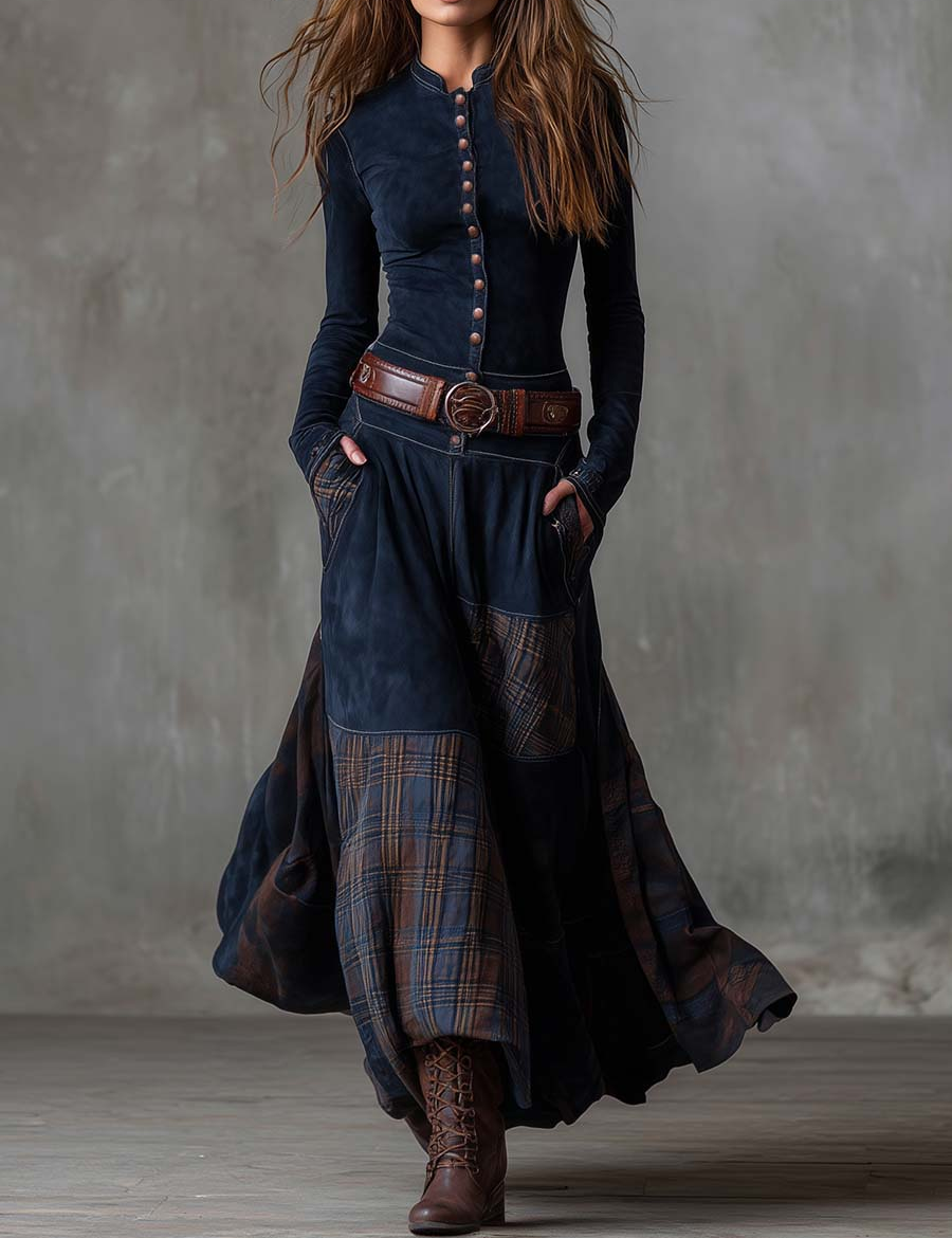 Elsa™ | Maxikleid aus Wildleder mit Gürtel
