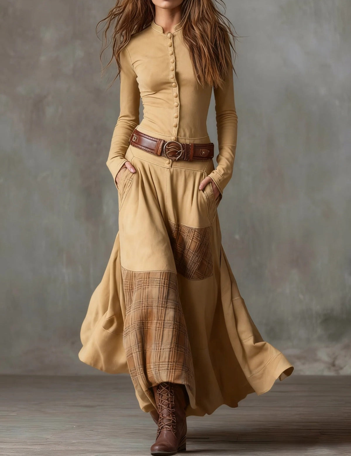 Elsa™ | Maxikleid aus Wildleder mit Gürtel