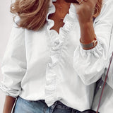 Simona™ | Rüschenbluse mit V-Ausschnitt