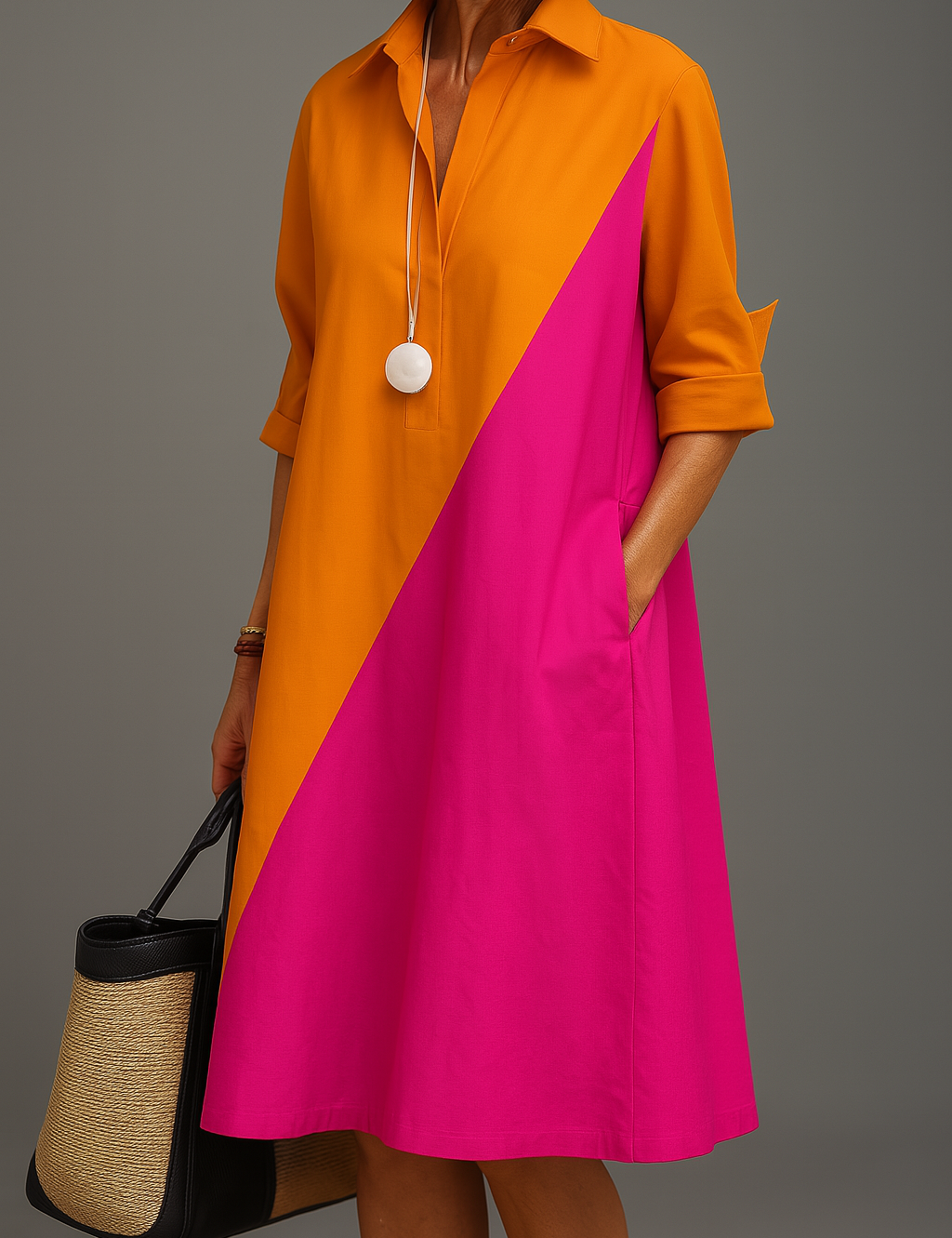 Sabrina Bequemes Midi-Kleid, Vorderansicht