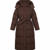 Carmen™ | Langer Daunenmantel mit Gürtel