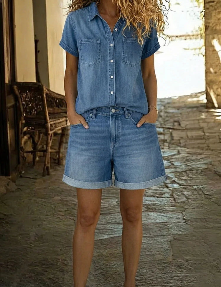 Irmela – Kurzes Denim-Ensemble von Amora Bern, Ansicht 2