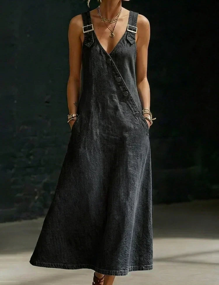 Vera – Langes Denimkleid mit Knöpfen von Amora Bern, Ansicht 6