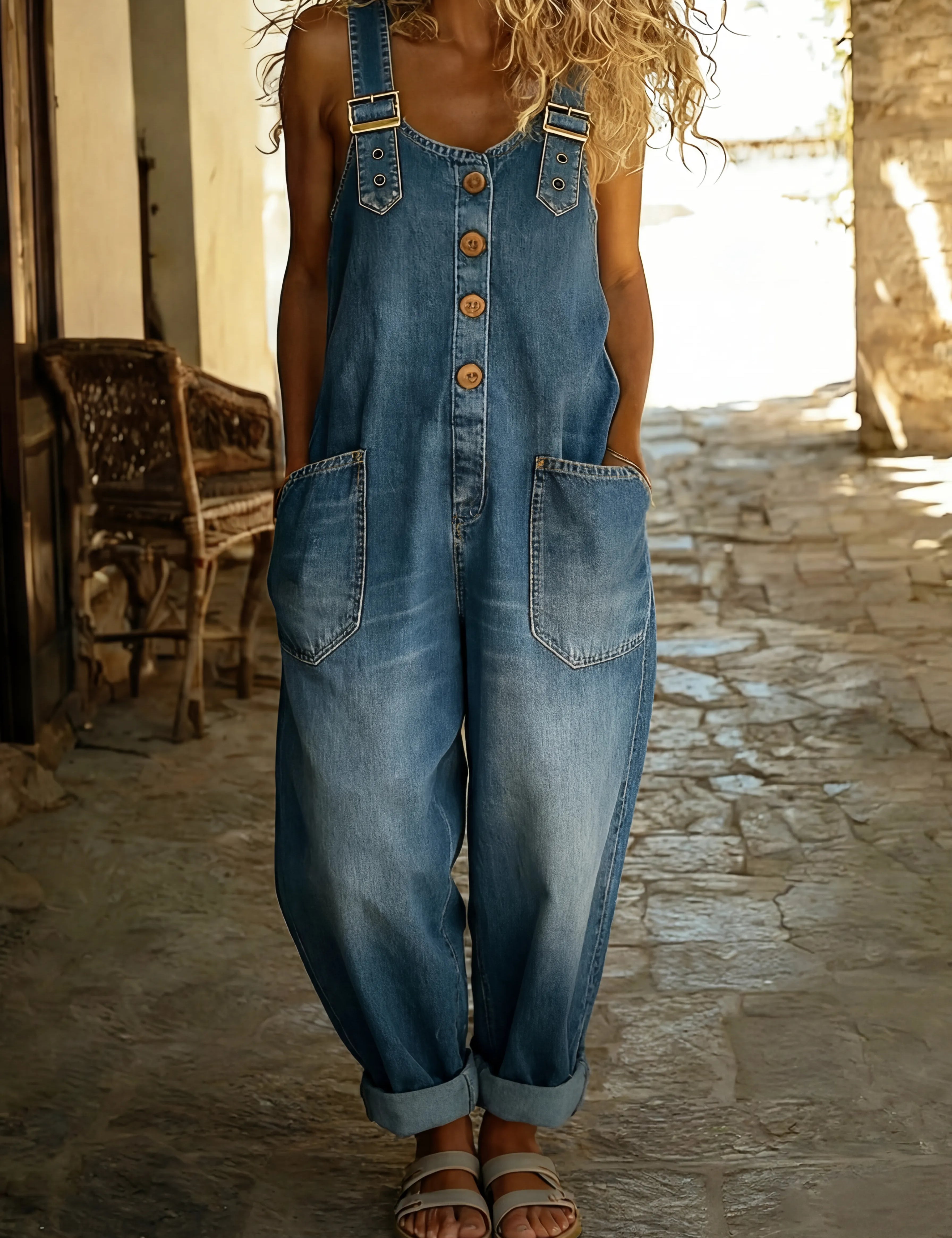 Rachele™ Lässiger Jeans-Overall, Vorderansicht