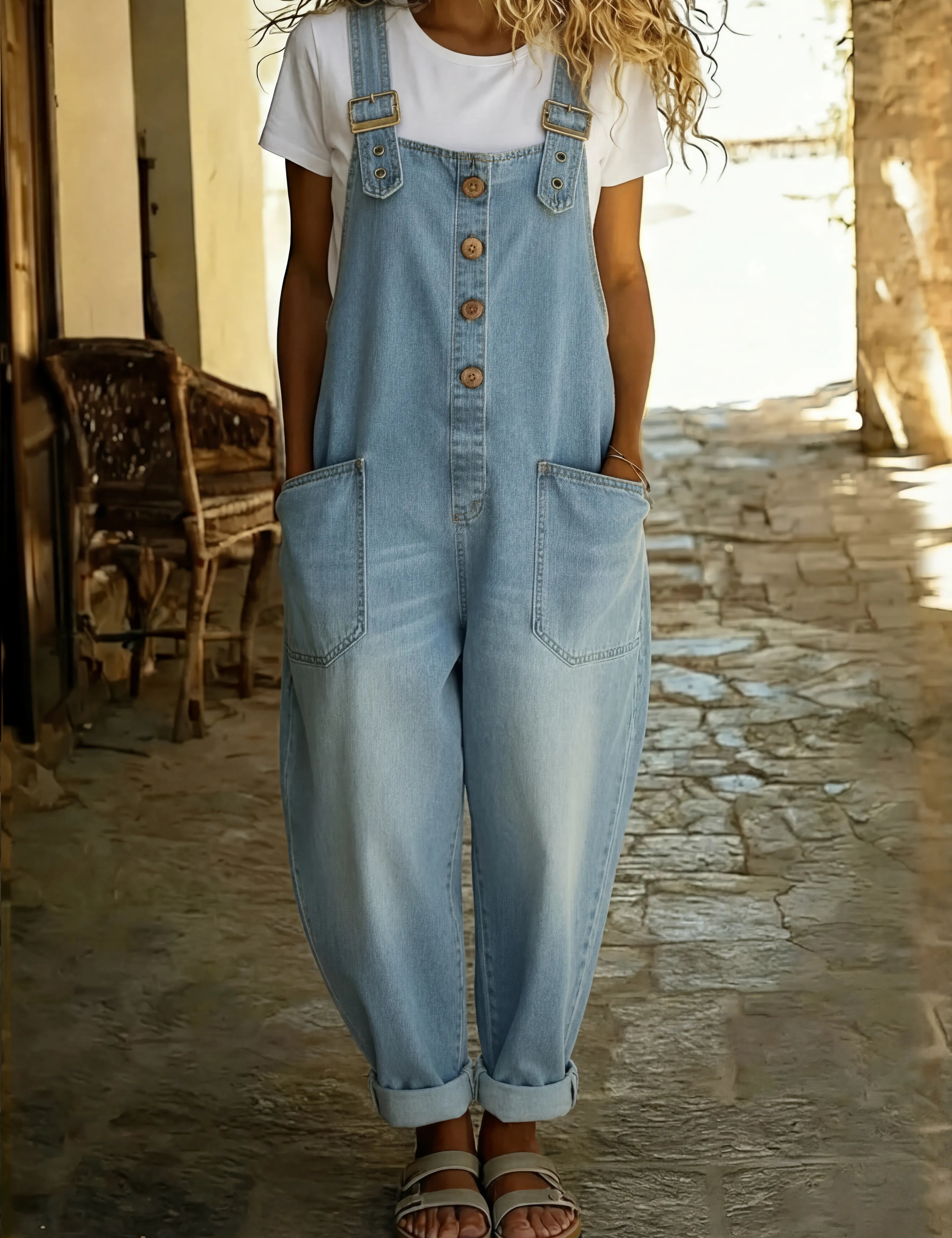 Rachele™ Lässiger Jeans-Overall, Detailansicht